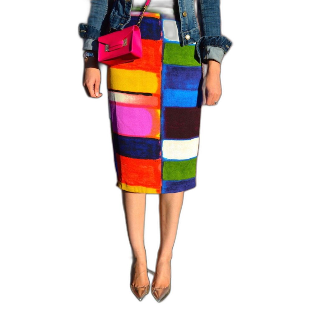 NWT Tracy Reese Women's 4 Color Field Block Pencil Skirt 494 Colorful